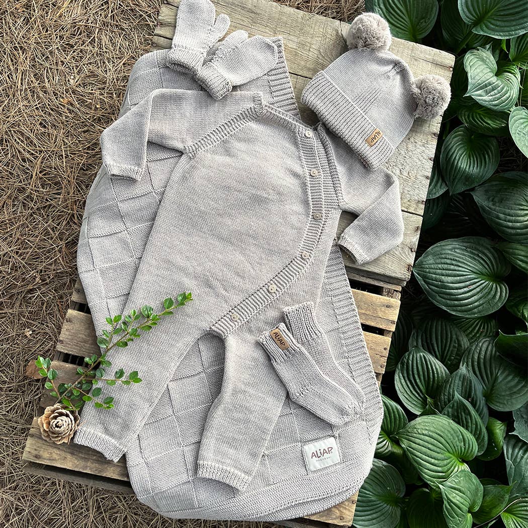 Baby Merino Wool Bodysuit - Grey / 3 months