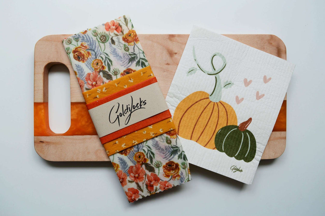 Beeswax Food Wrap Set - Golden Floral