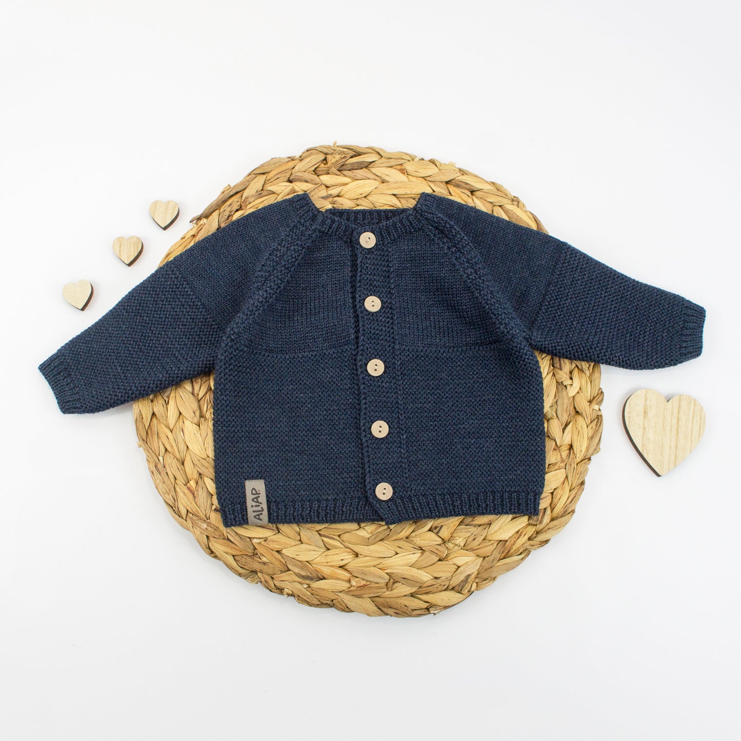 Baby Merino Wool Cardigan - Navy / 9 months