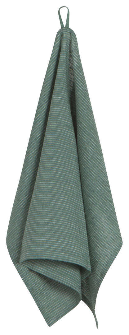 Pinstripe Linen Dishtowel - Jade Green