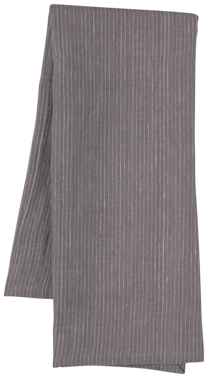 Pinstripe Linen Dishtowel - Dark Gray