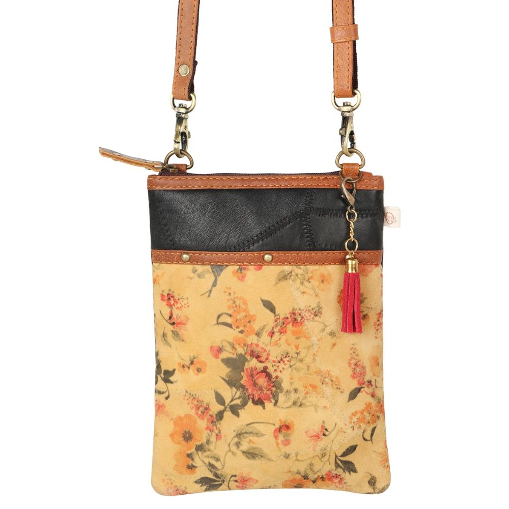 Small Crossbody Bag Floral Print Yellow