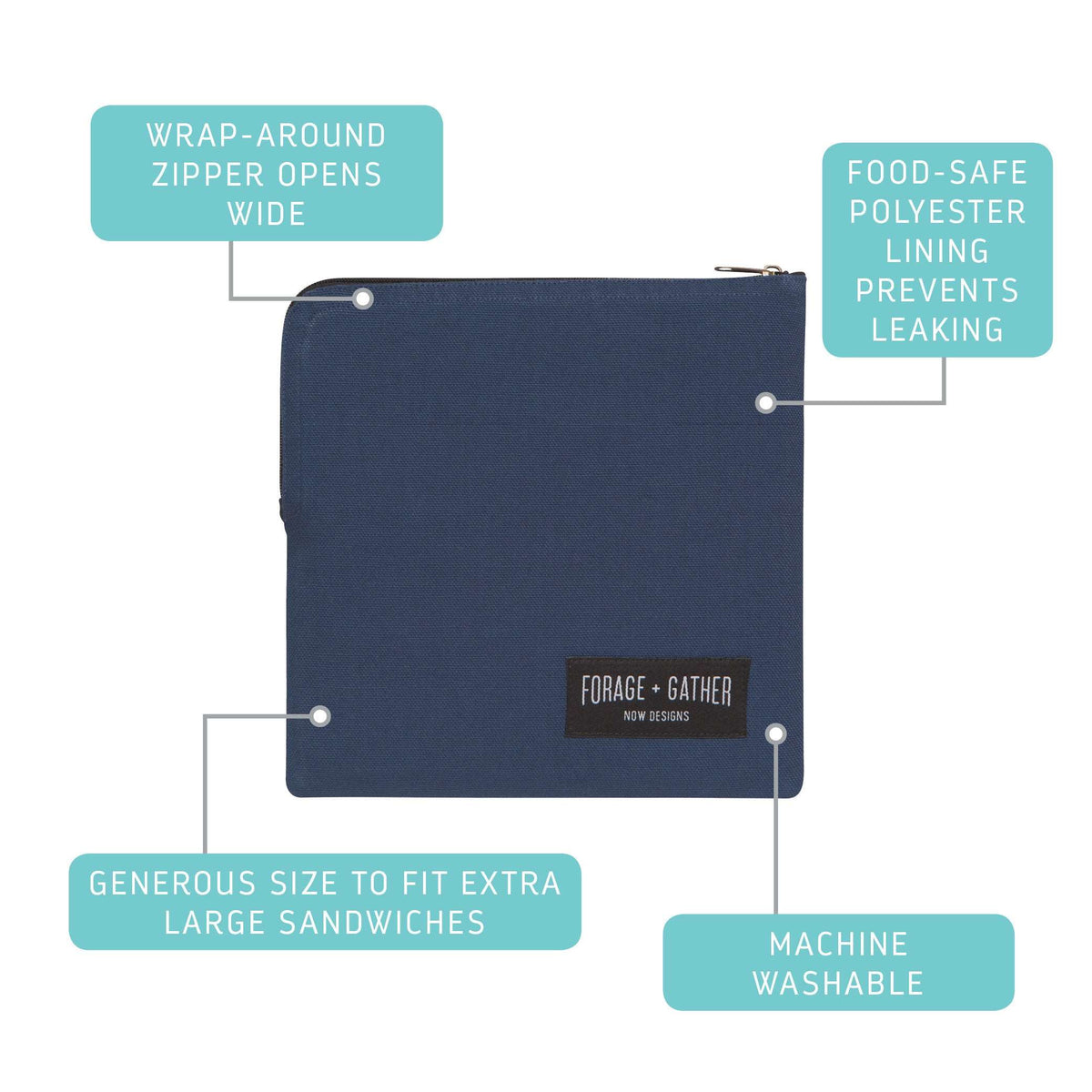 Forage + Gather Snack Bag - Navy Blue