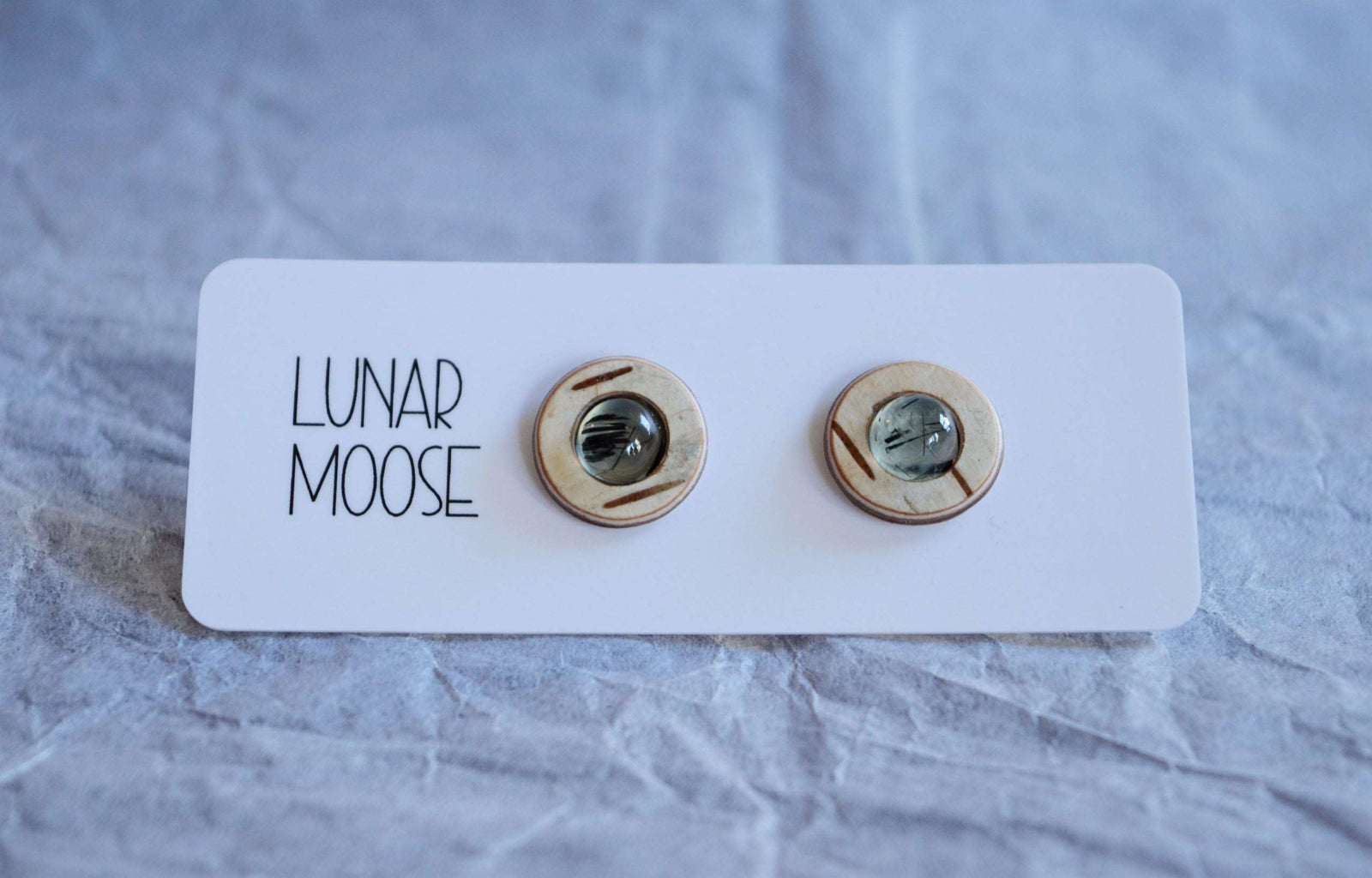 Birch Bark Gemstone Studs