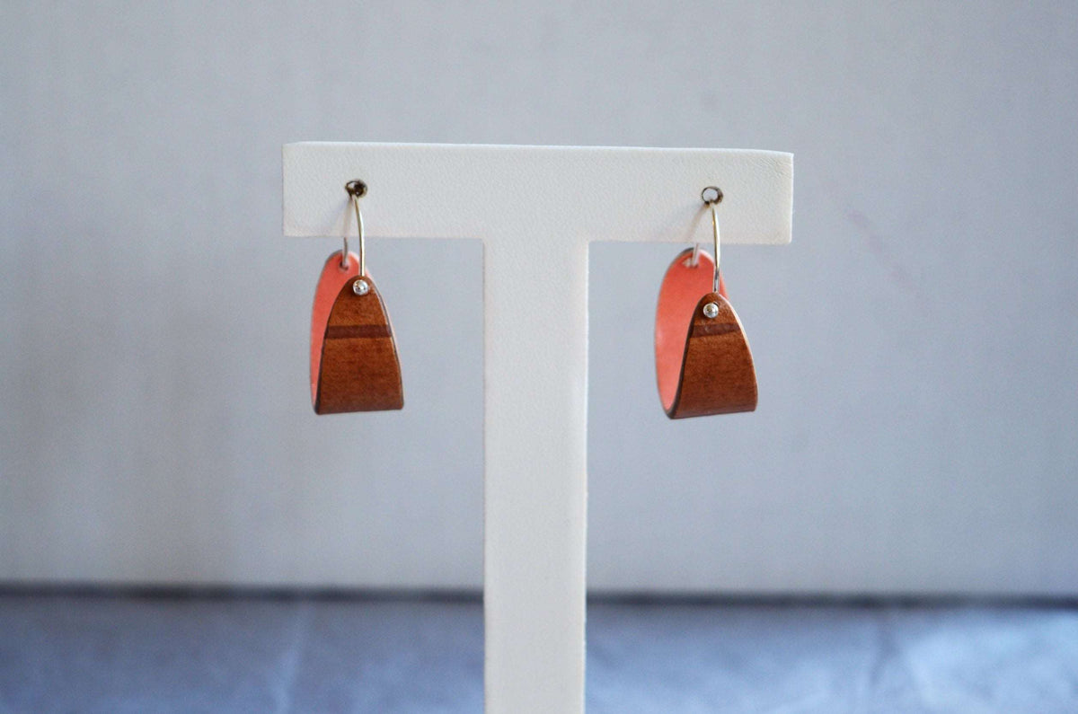 Birch Bark Hoop Earrings - Pink