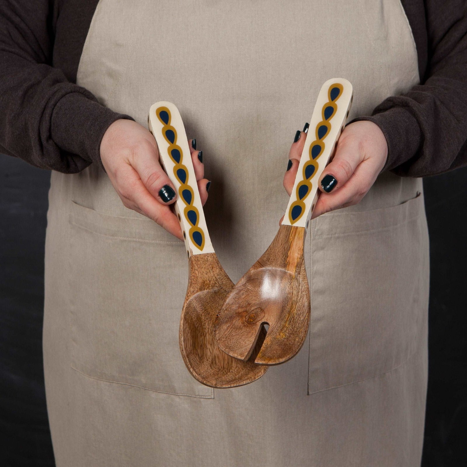 Flight Of Fancy Mango Wood Salad Servers