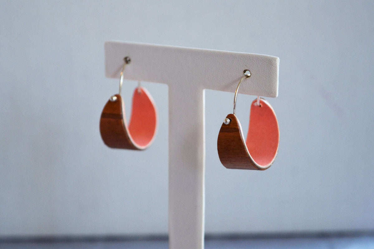 Birch Bark Hoop Earrings - Pink