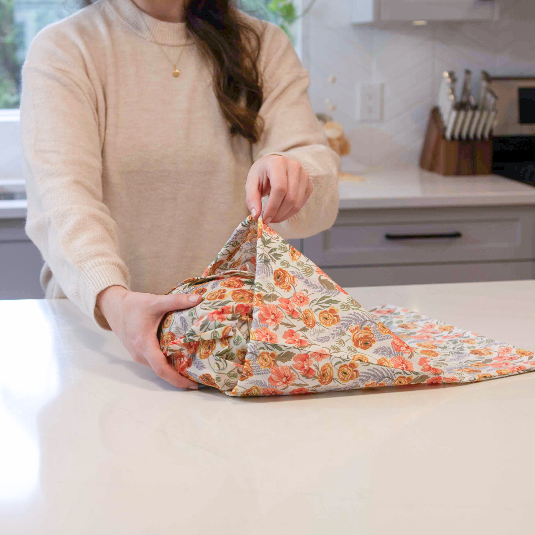 Bread Bag & Beeswax Wrap Set - Golden Floral