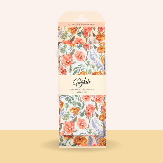 Bread Bag & Beeswax Wrap Set - Golden Floral