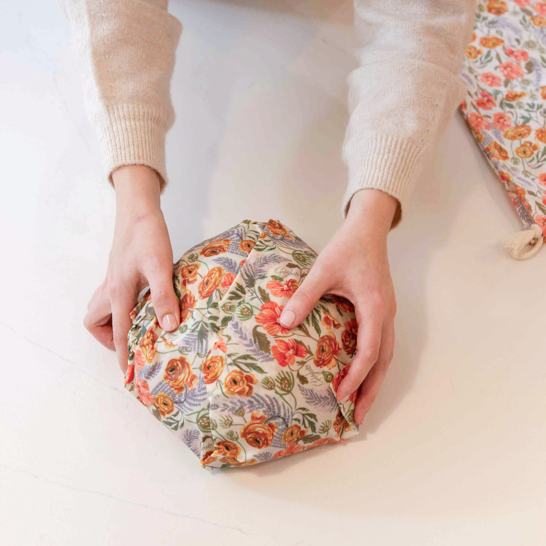 Bread Bag & Beeswax Wrap Set - Golden Floral