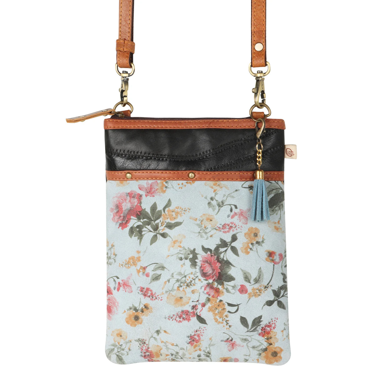 Small Crossbody Bag Floral Print Blue