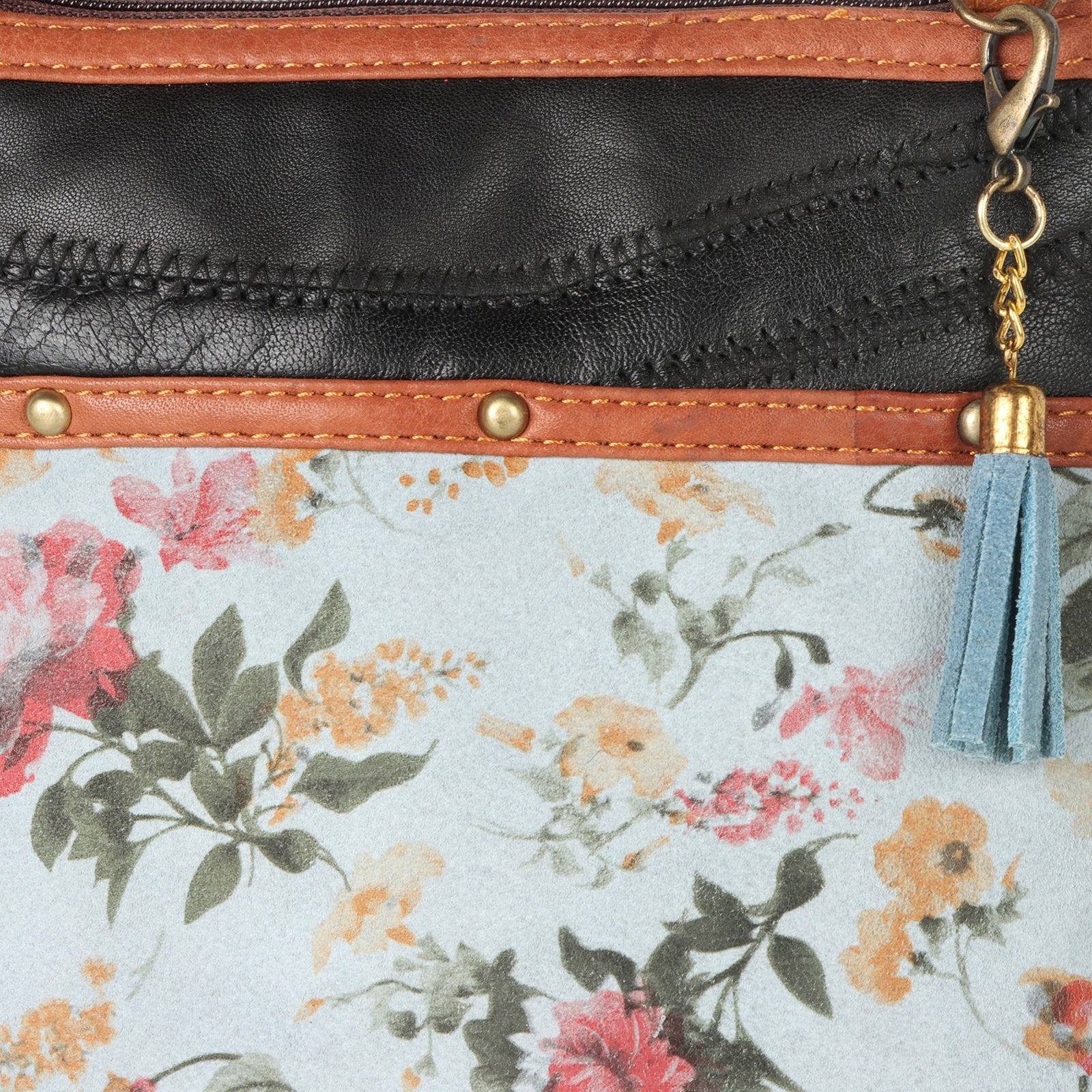 Small Crossbody Bag Floral Print Blue