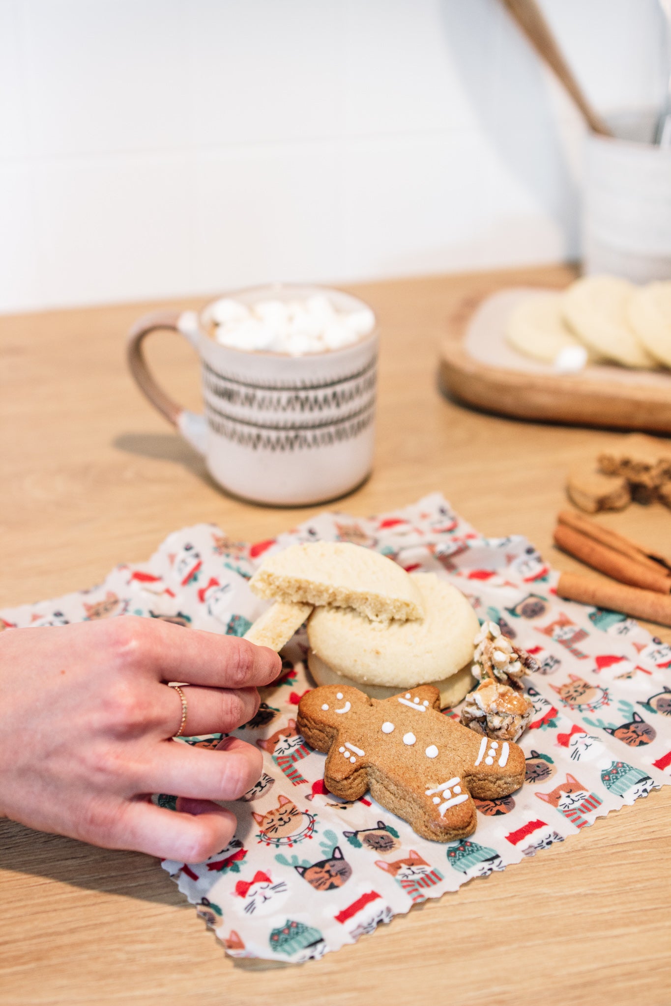 Medium Beeswax Food Wrap - Meowy Christmas