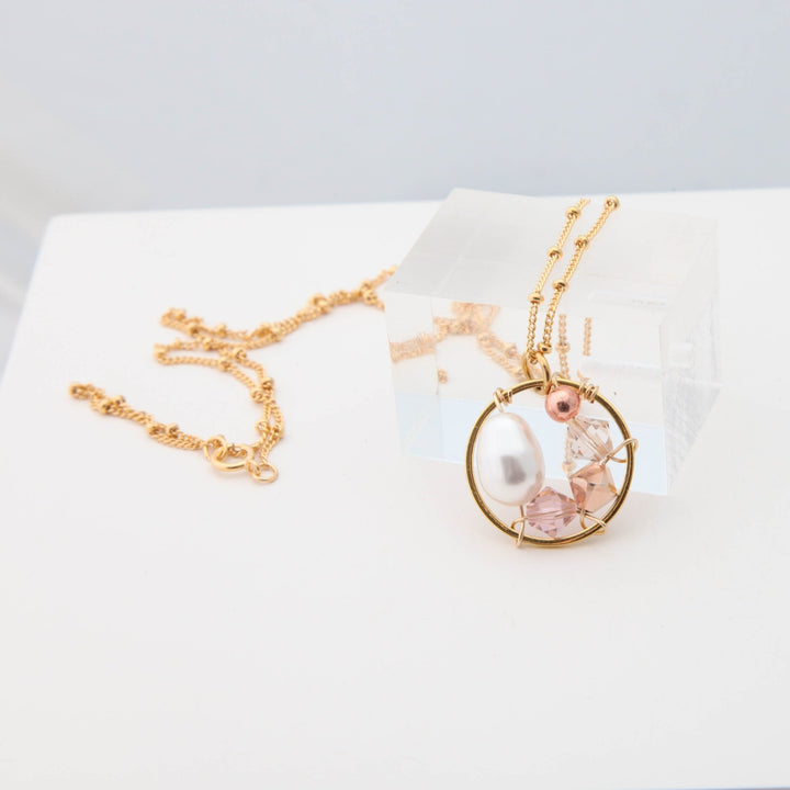 White Pearl Circle Drop Pendant