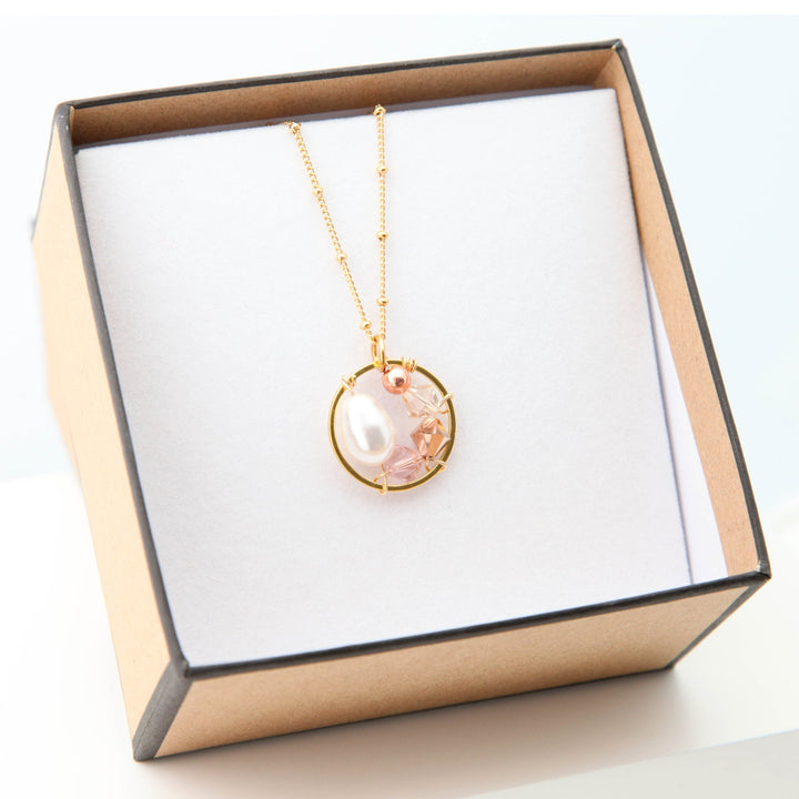 White Pearl Circle Drop Pendant