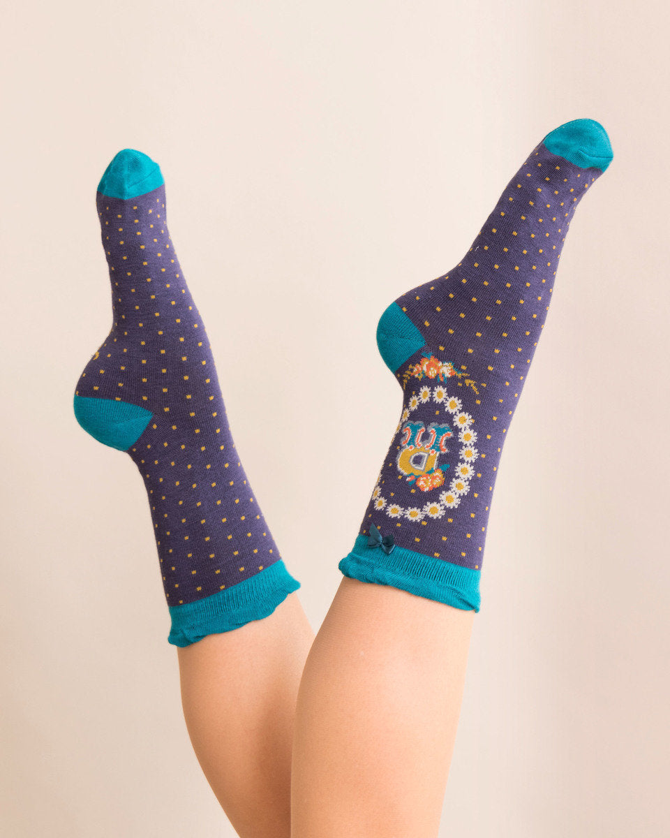 Women Letter Ankle Socks - R