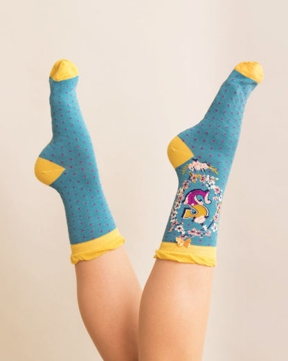 Women Letter Ankle Socks - S