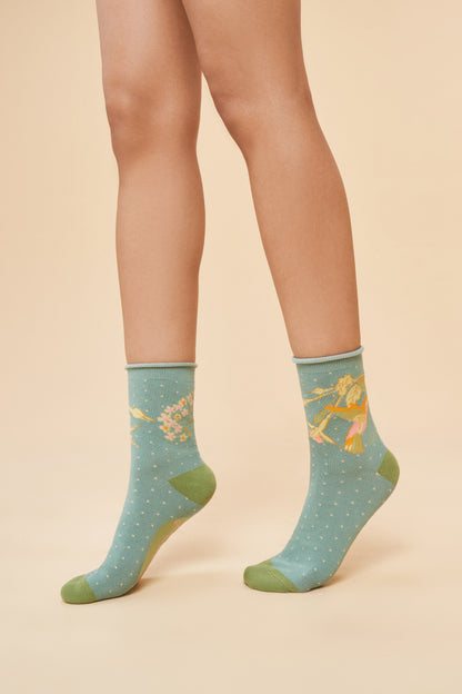 Ladies Ankle Socks - Hummingbird Aqua