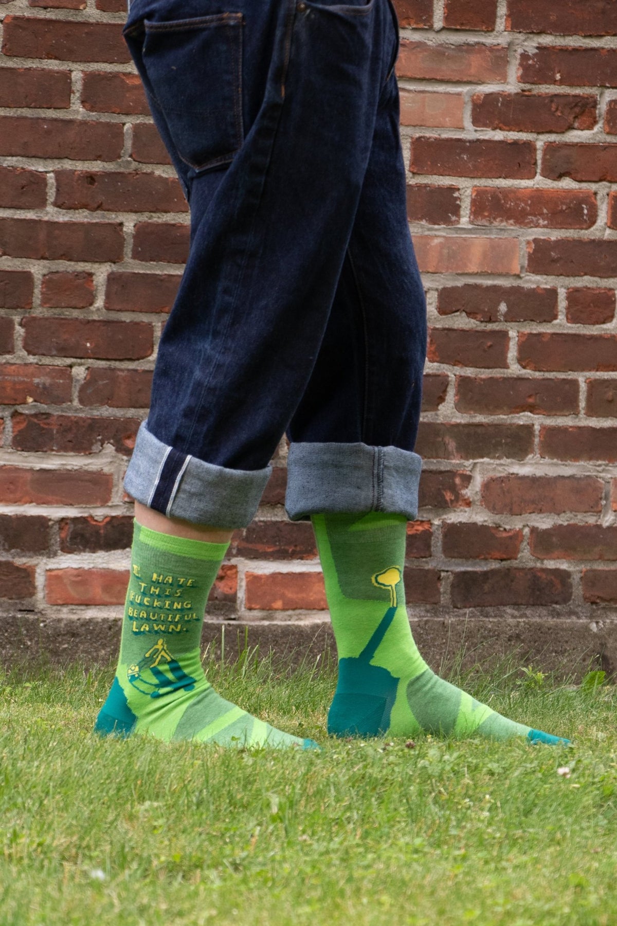 Men's Crew Socks - F**ing Beautiful Lawn