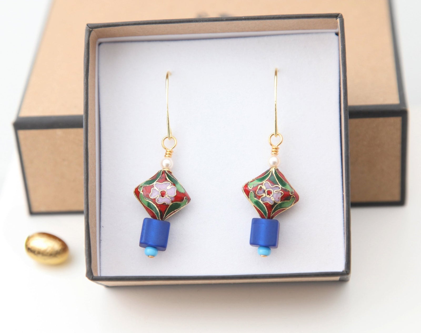 Floral Cloisonné Earrings