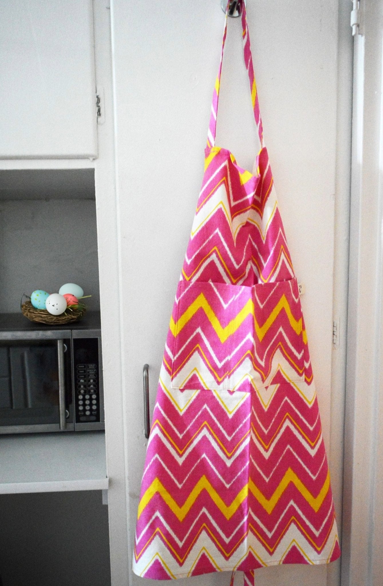 Adult and Kid Apron Set - Pink ZigZag