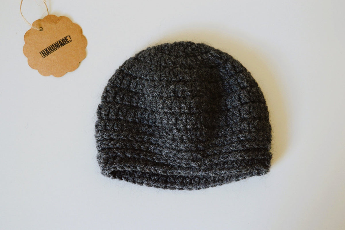 Baby Crochet Beanie - Dark Gray
