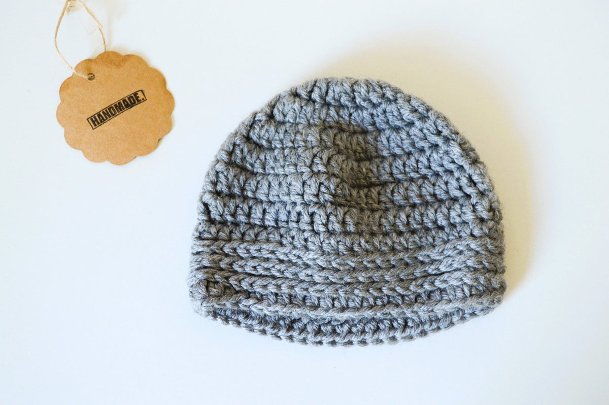 Baby Crochet Beanie - Gray