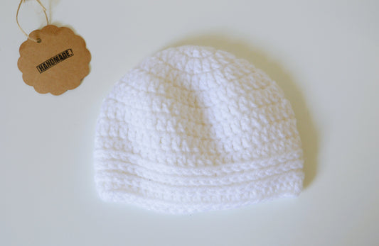 Baby Crochet Beanie - White