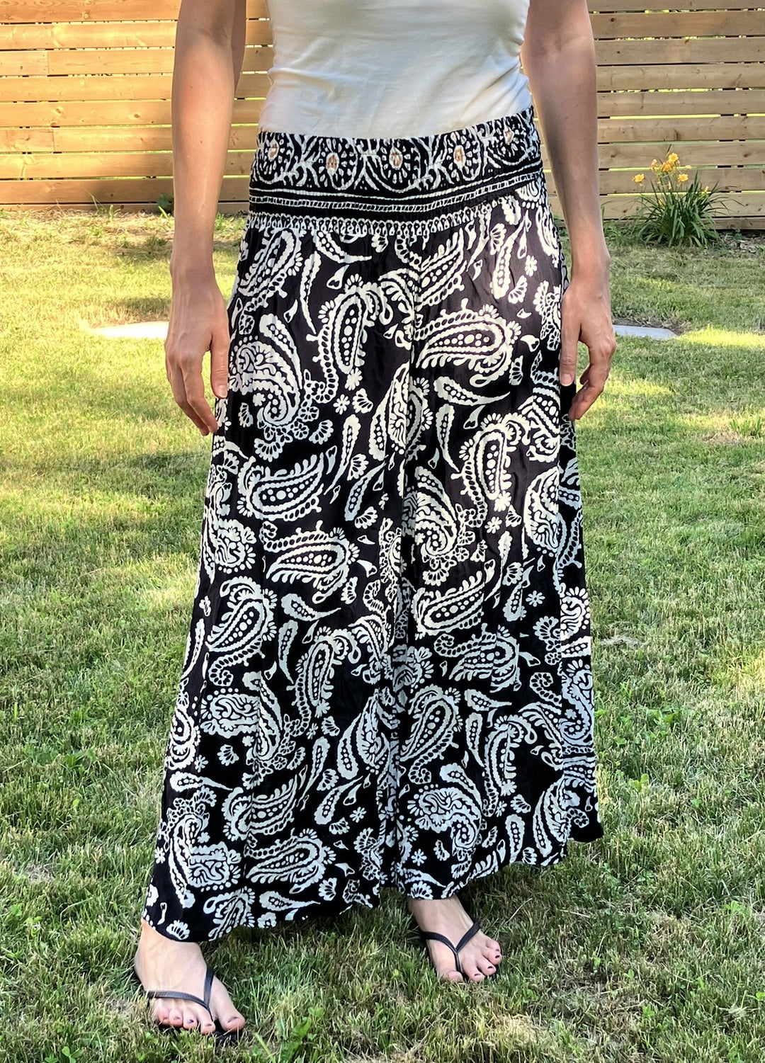 Linen Palazzo Pants - BlackPaisley