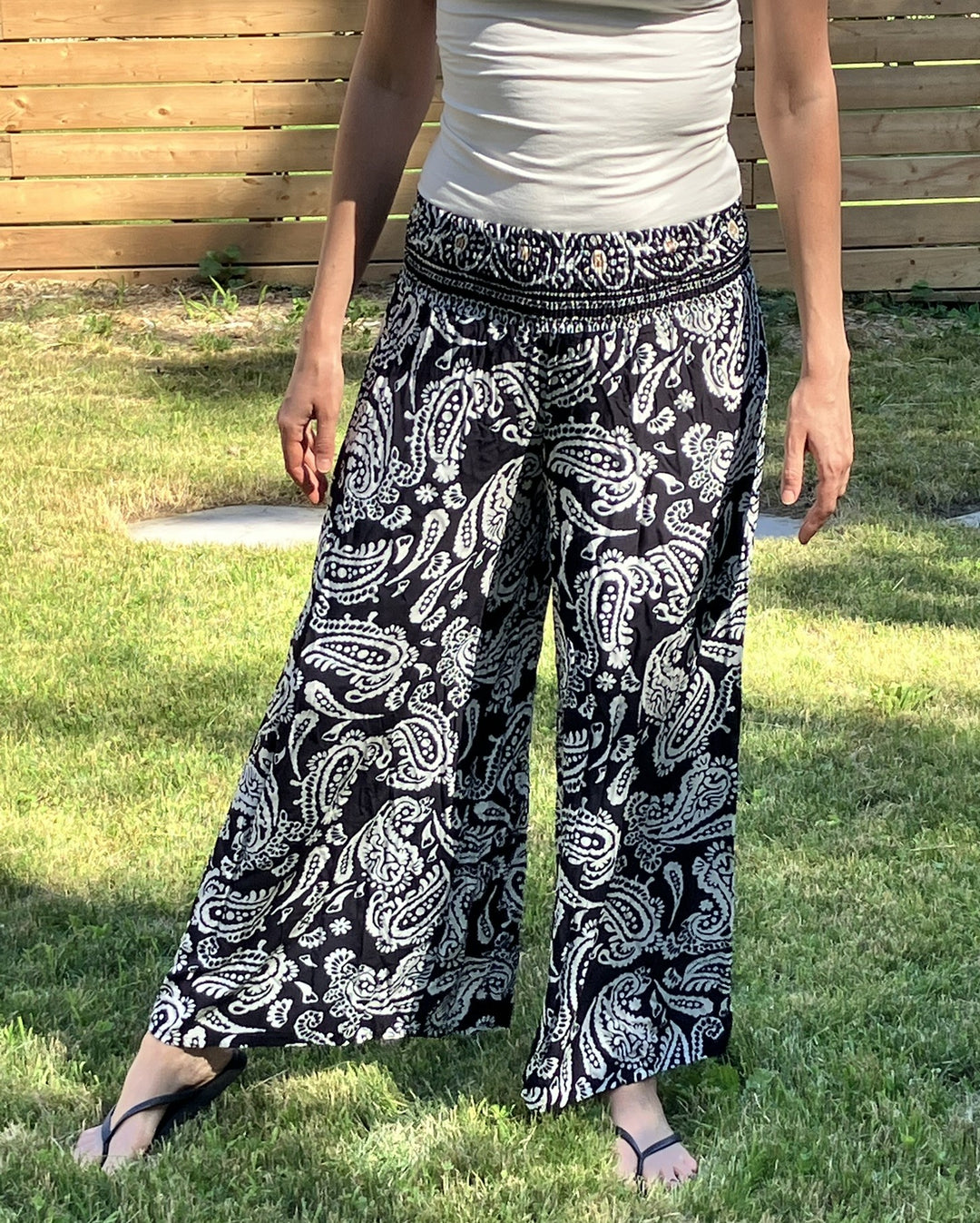 Linen Palazzo Pants - BlackPaisley