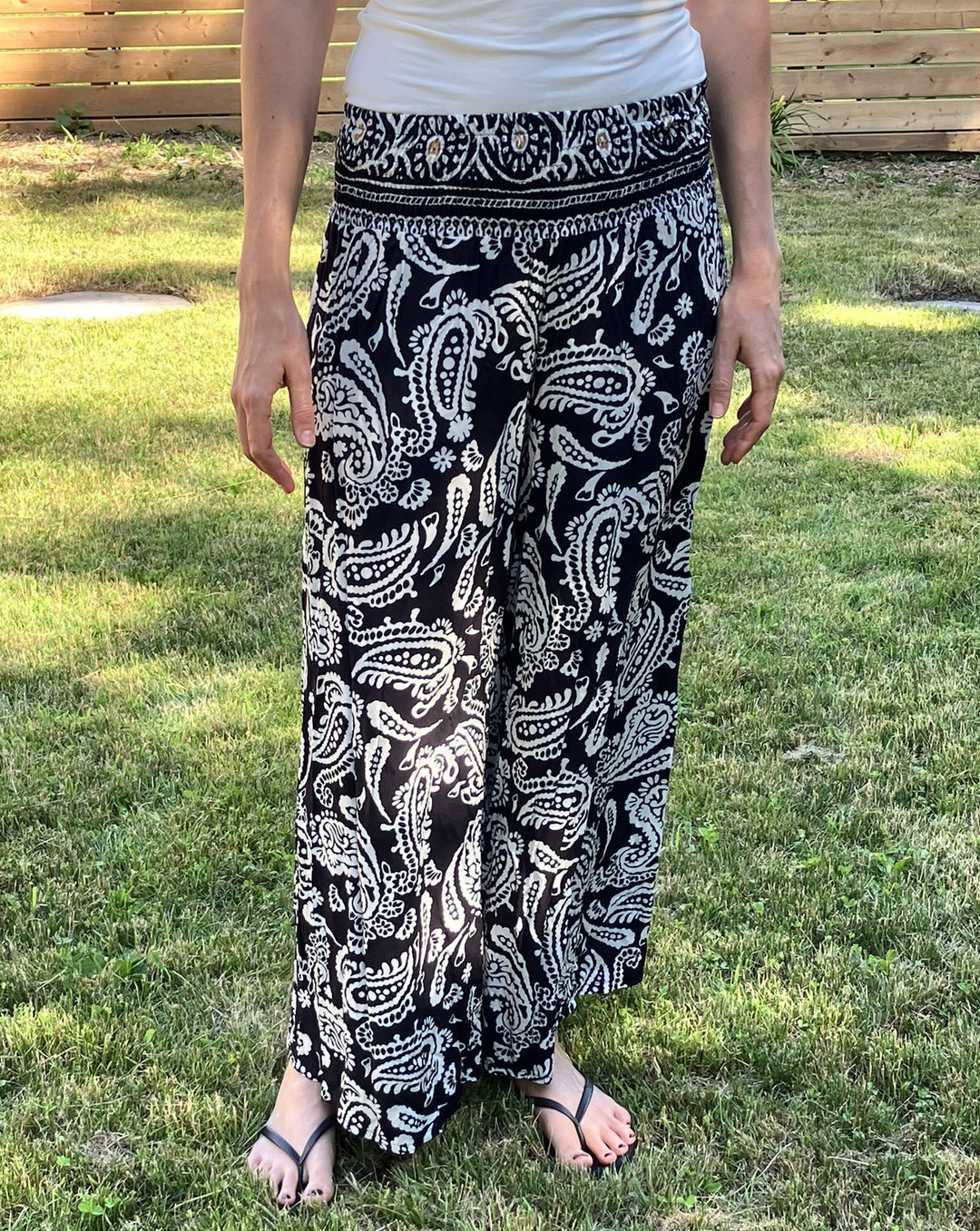 Linen Palazzo Pants - BlackPaisley