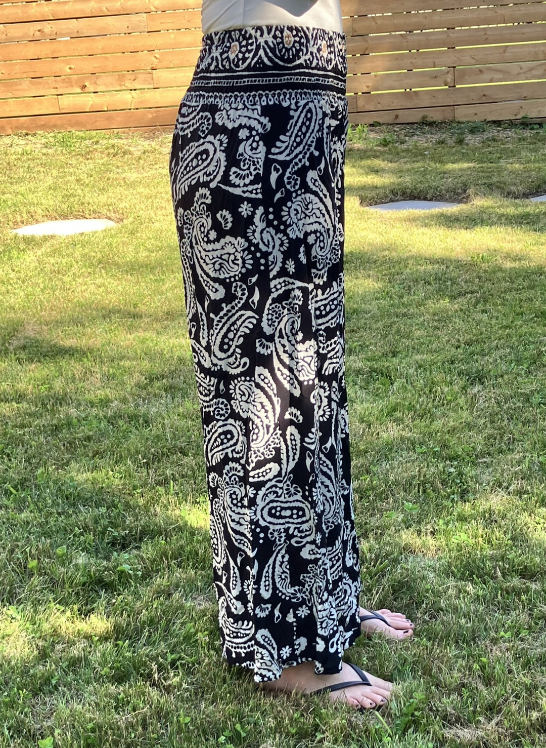 Linen Palazzo Pants - BlackPaisley
