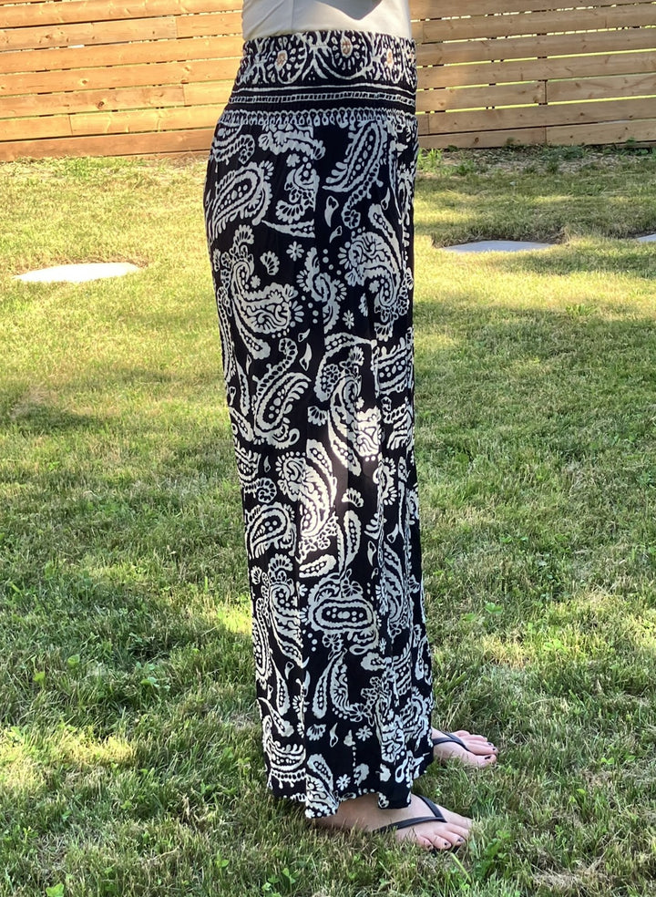 Linen Palazzo Pants - BlackPaisley