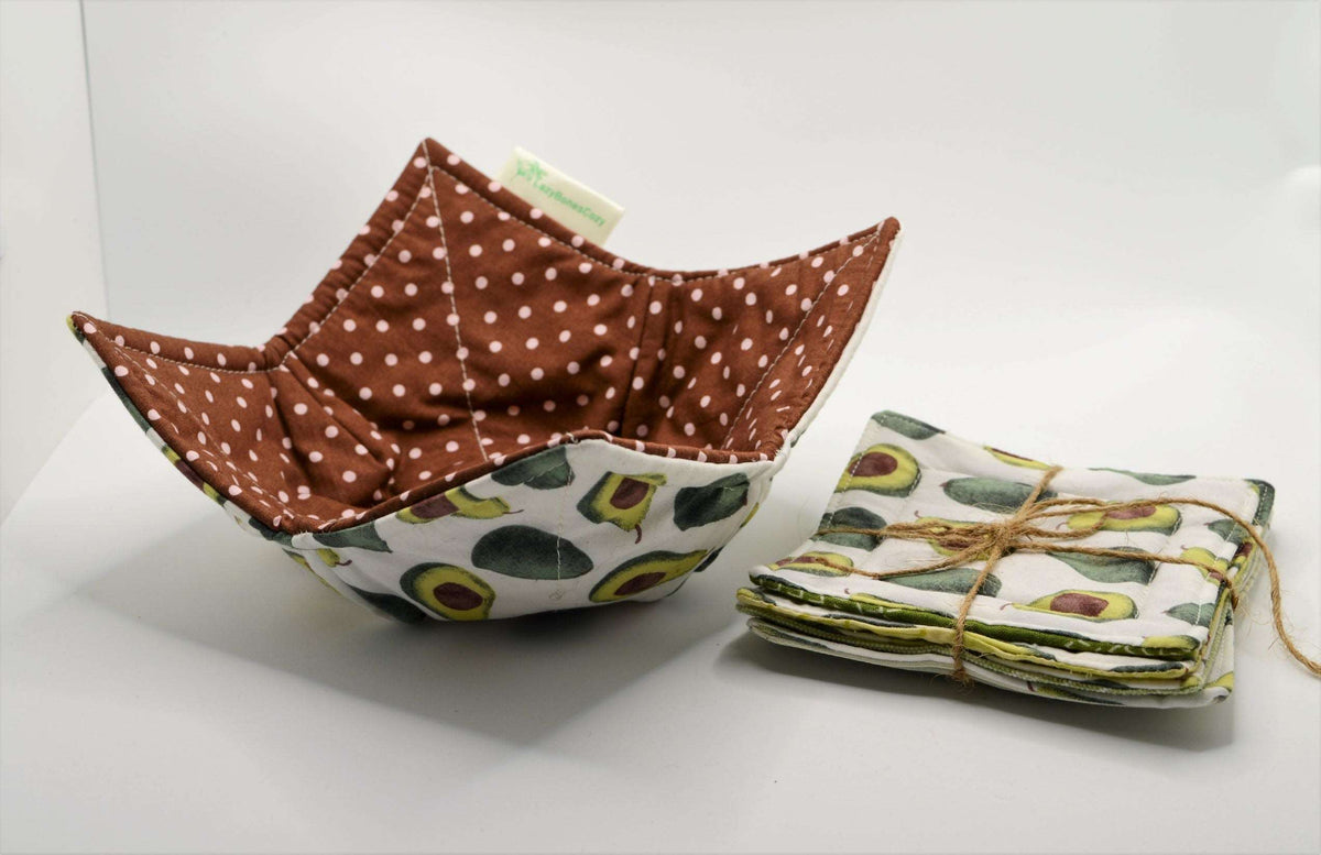 Bowl Cozy and Coaster Set - Avocado