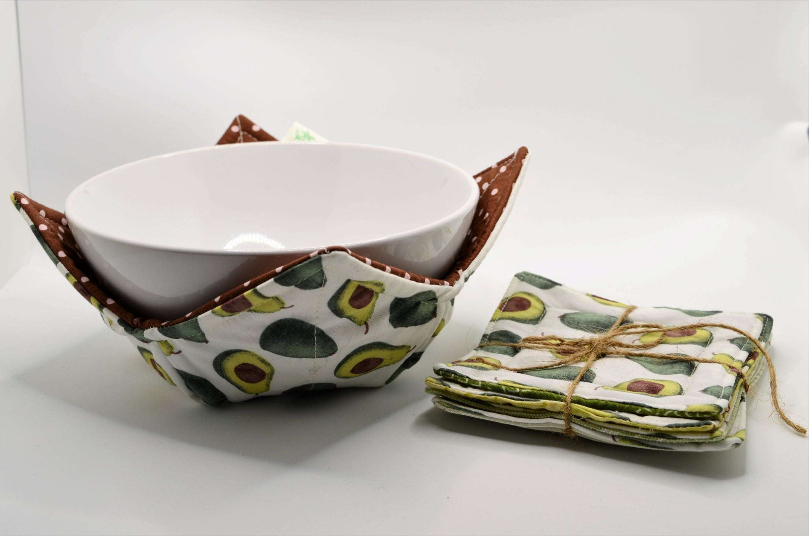 Bowl Cozy and Coaster Set - Avocado