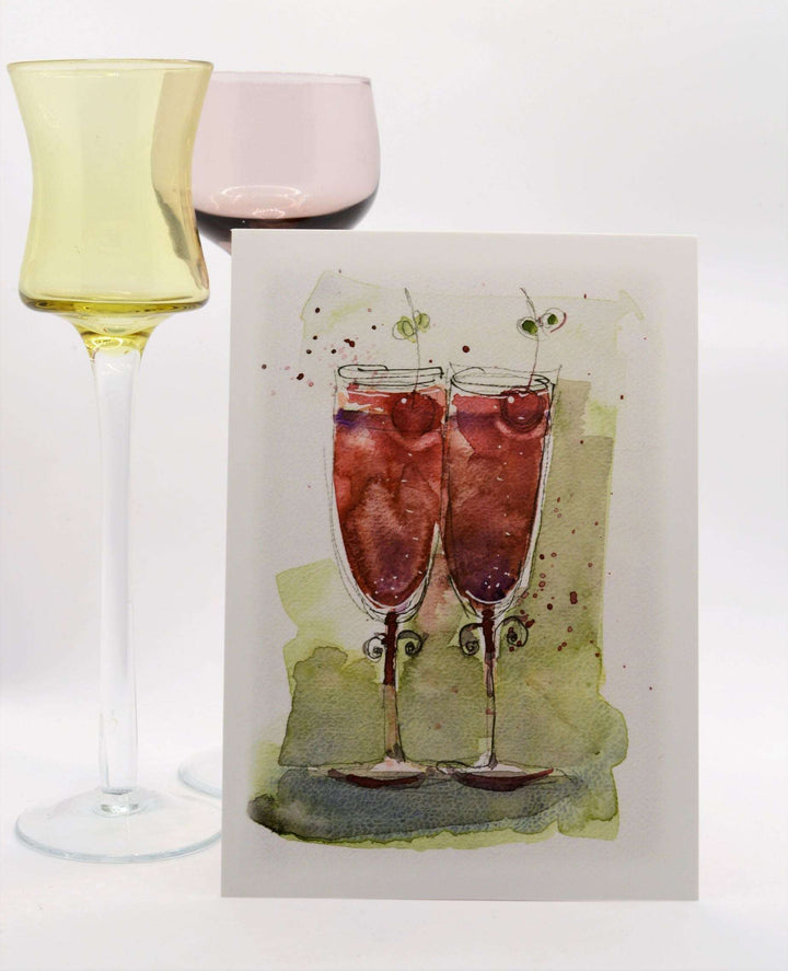 Cherry Glasses Postcard