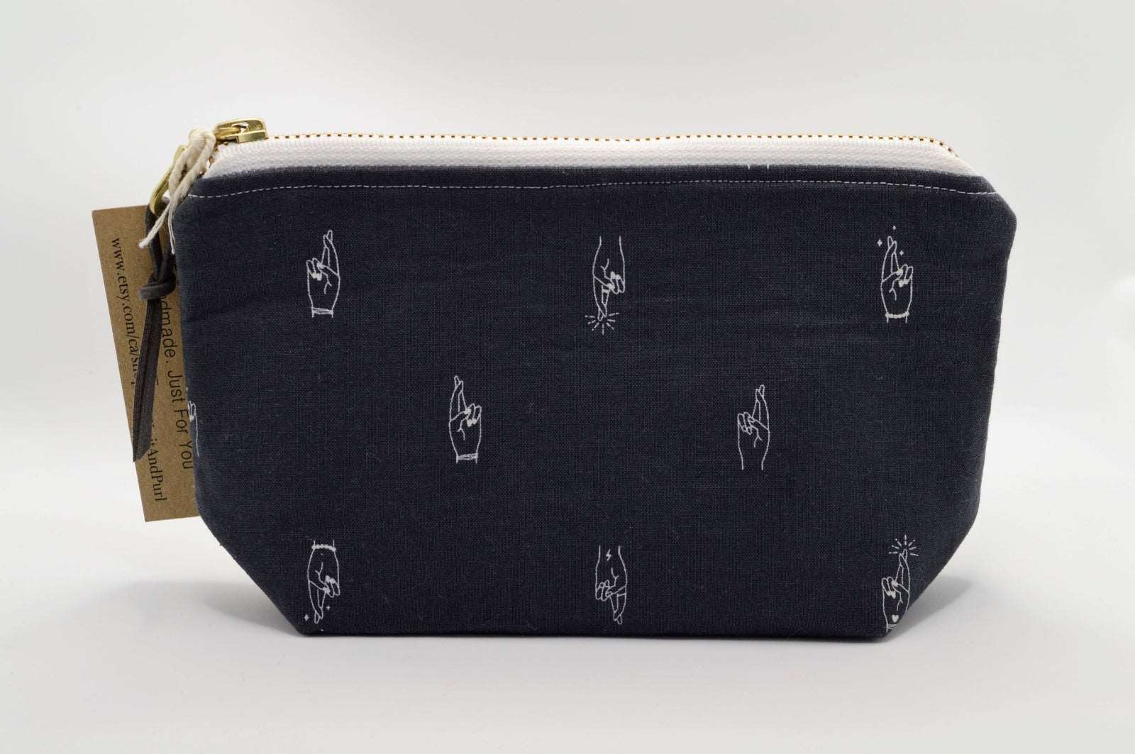 Cosmetic Bag with Pockets - Fingers Crossed