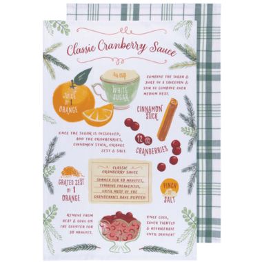 Cranberry Sauce Recipe Dish Towels Set