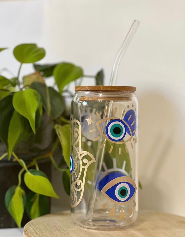 Evil Eye Can Iced Coffee Glass
