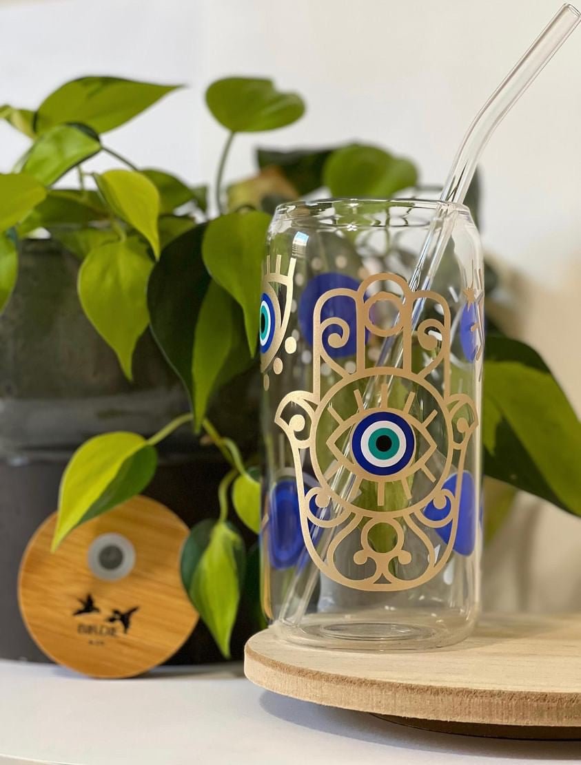 Evil Eye Can Iced Coffee Glass