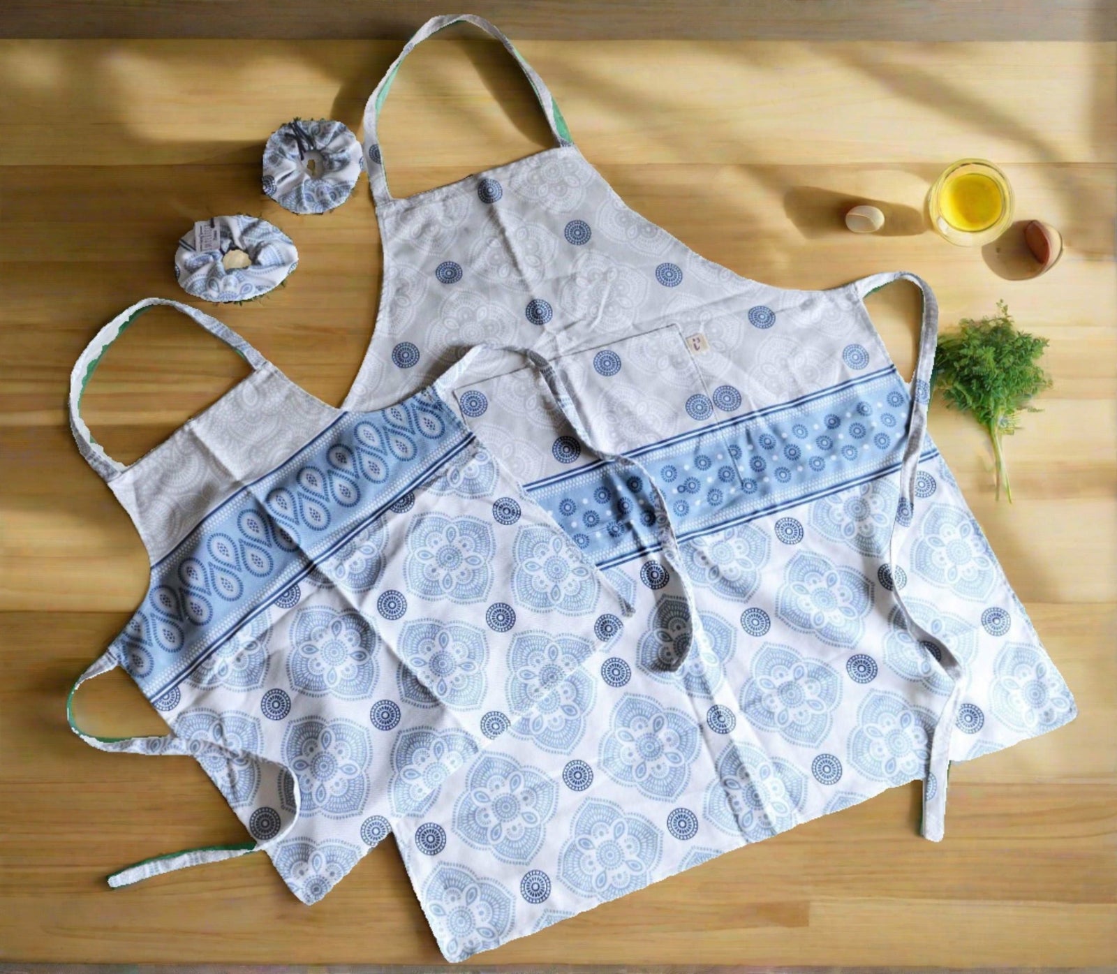 Adult and Kid Apron Set - Greek Cuisine
