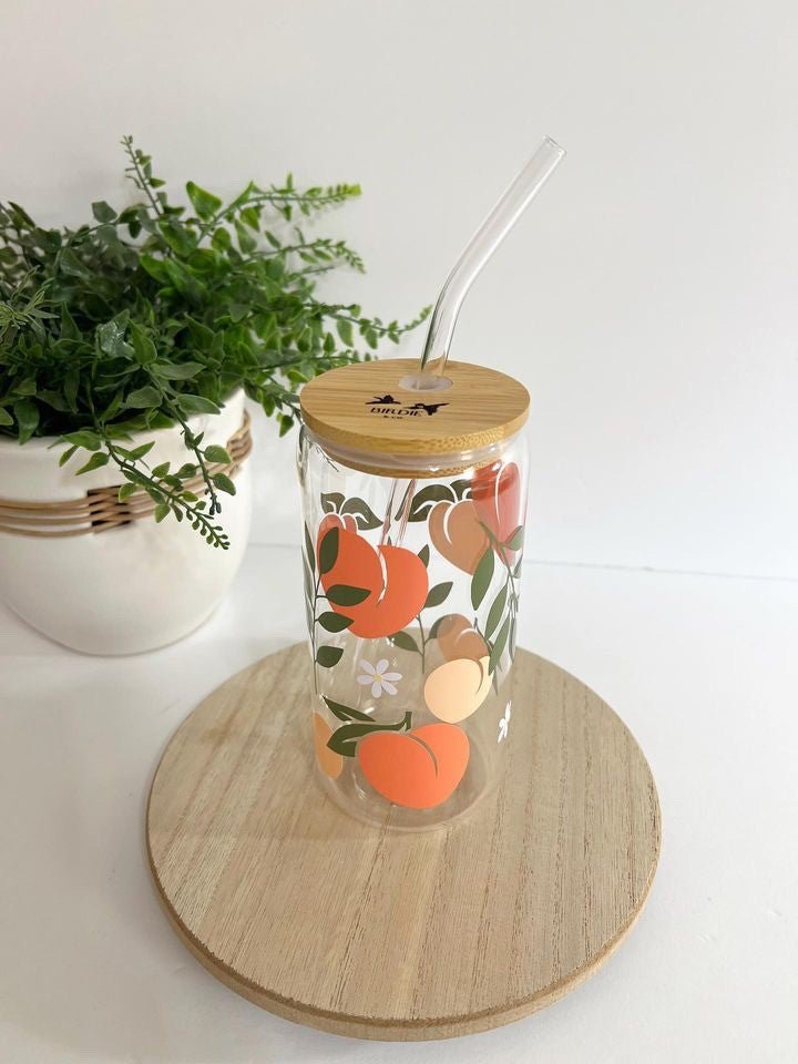 Peach Can Iced Coffee Glass