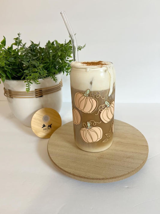 Pumpkin Can Iced Coffee Glass