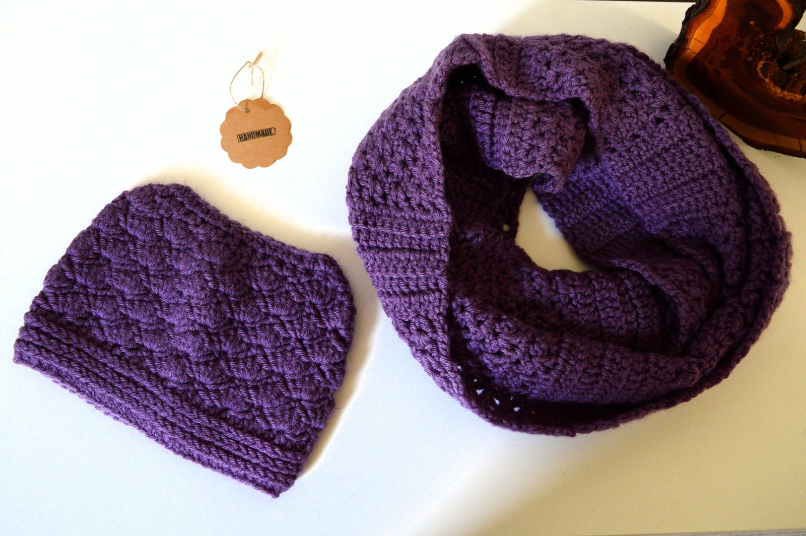 Infinity Scarf and Beanie Set - Purple
