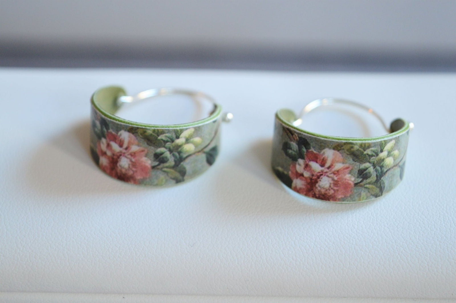 Paper Based Hoop Earrings - Green
