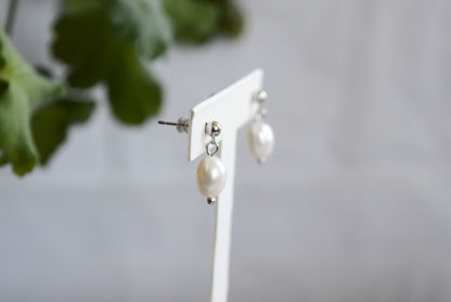 Pearl Earrings - Raindrop Silver Raco Duo