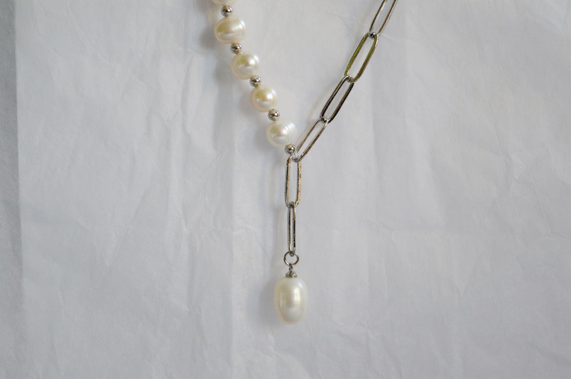 Pearl Necklace - Bold Duo Silver Raco Duo