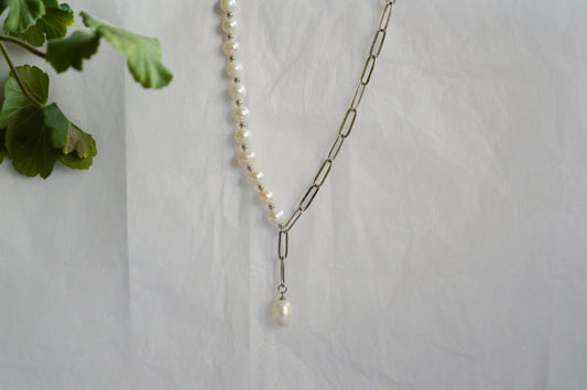 Pearl Necklace - Bold Duo Silver Raco Duo