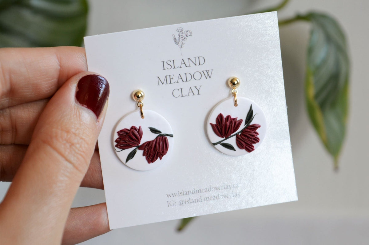 Mini Floral Clay Earrings - Rose Garden