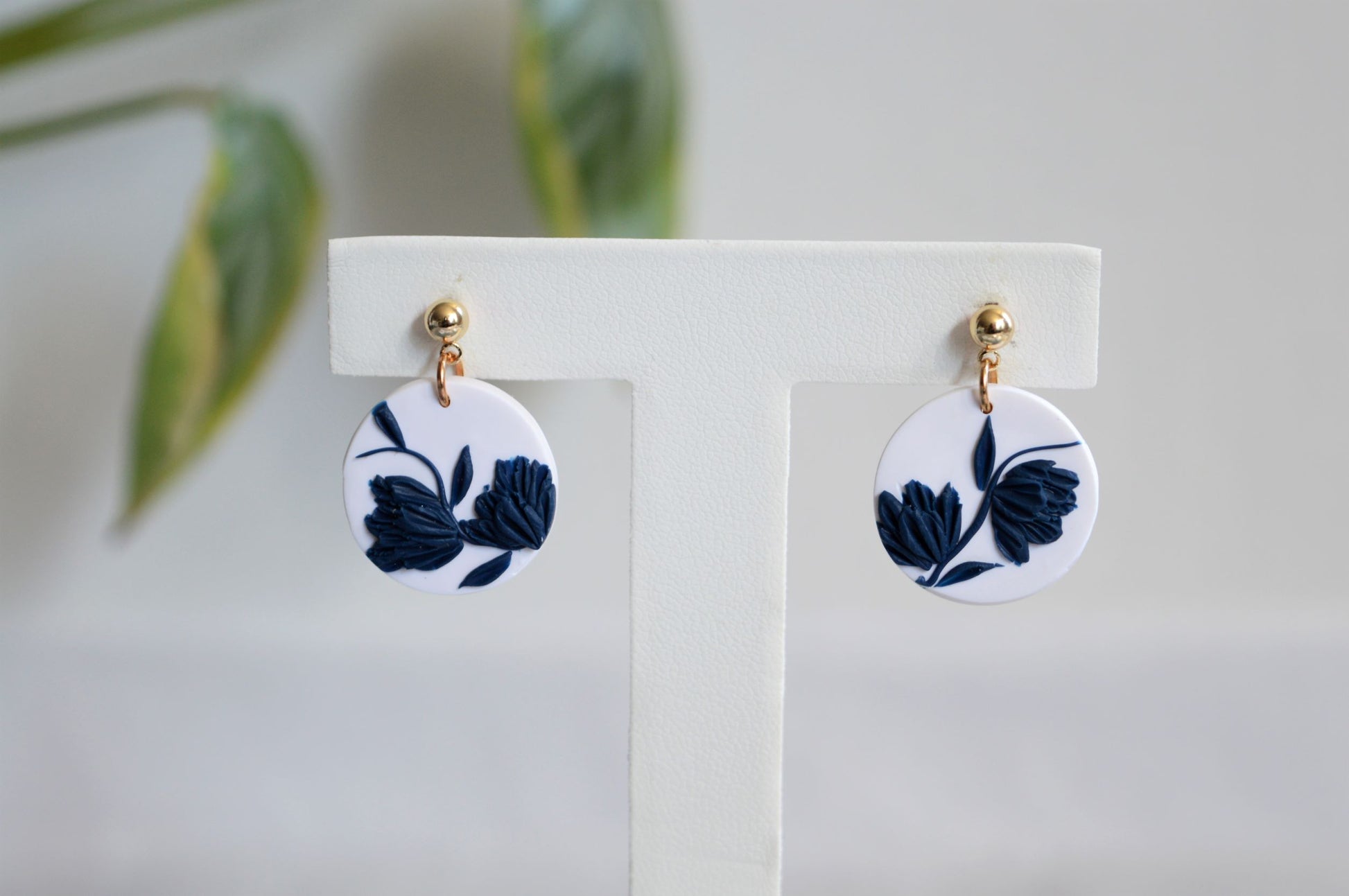 Mini Floral Clay Earrings - Grecian Blue Island Meadow Clay